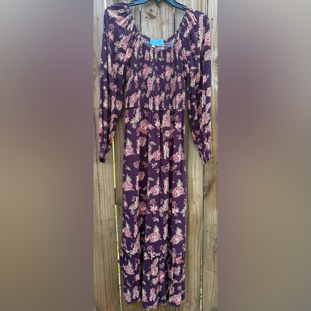 Women’s Small Maroon Floral Midi Dress by Wonderly